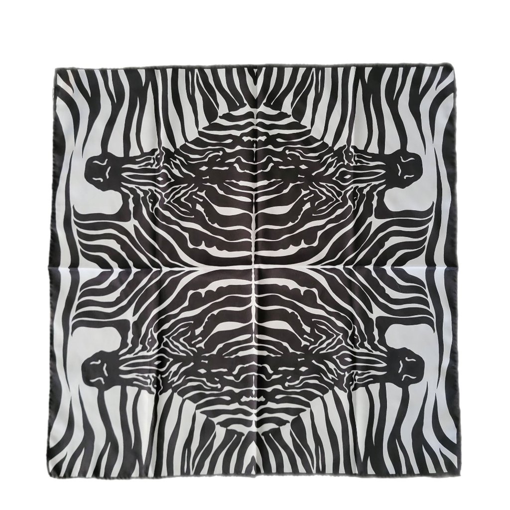 Black And White Graphic Zebra Print Scarf Vintage Nasharr Friers, Ltd. Retro